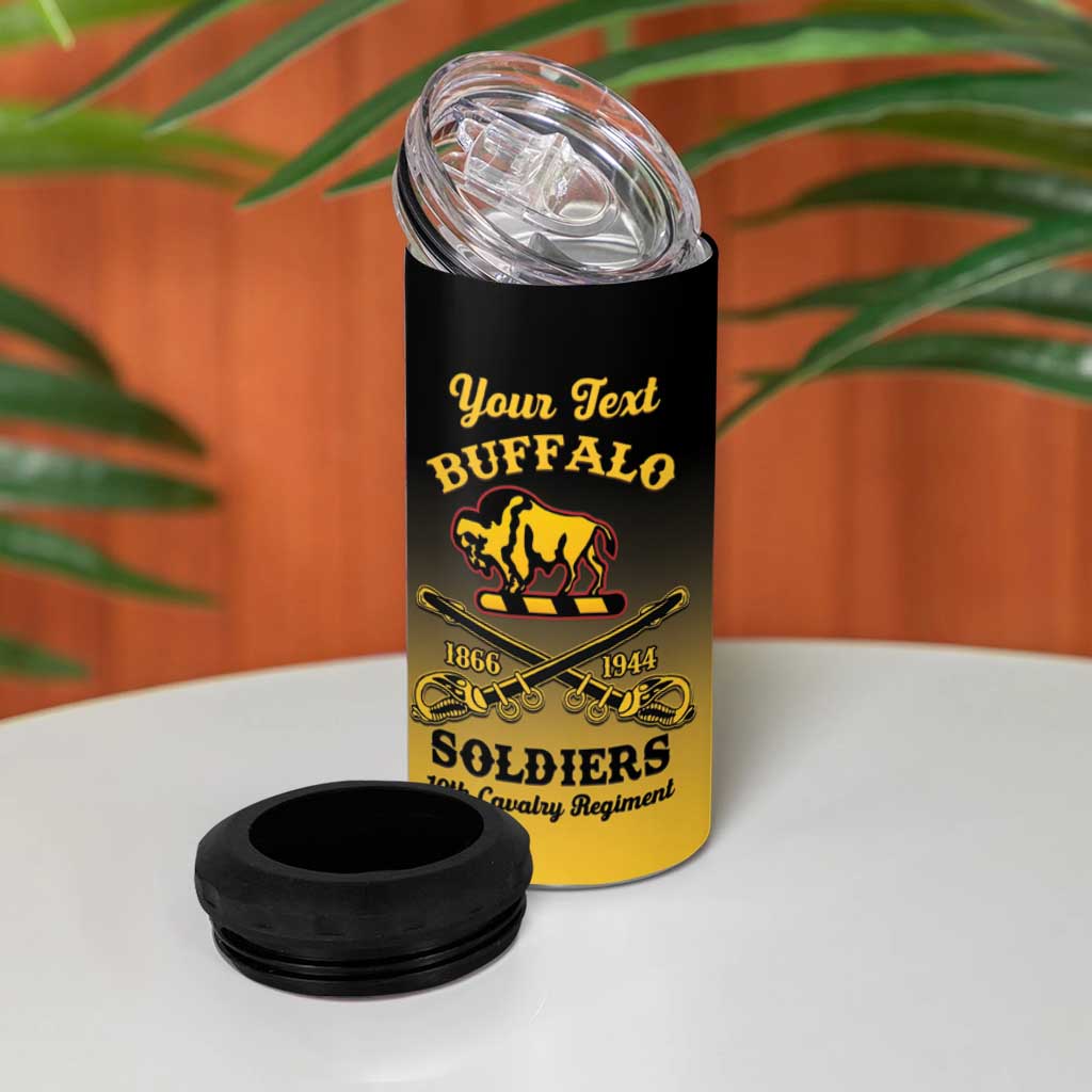 Personalized Afro-Americans Buffalo Soldiers 4 in 1 Can Cooler Tumbler 10th Cavalry Regiment
