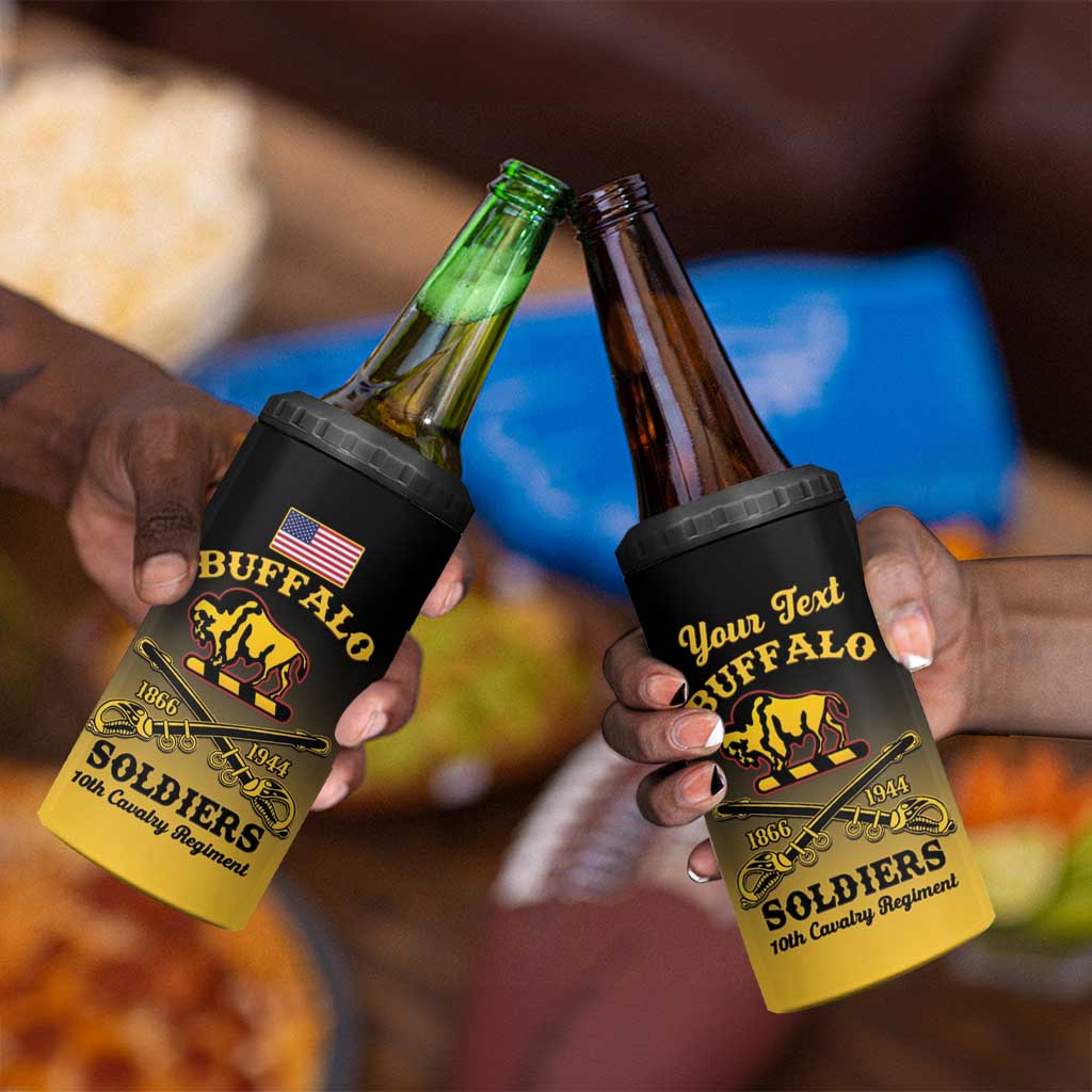 Personalized Afro-Americans Buffalo Soldiers 4 in 1 Can Cooler Tumbler 10th Cavalry Regiment