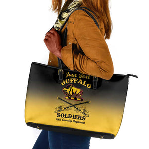 Personalized Afro-Americans Buffalo Soldiers Leather Tote Bag 10th Cavalry Regiment