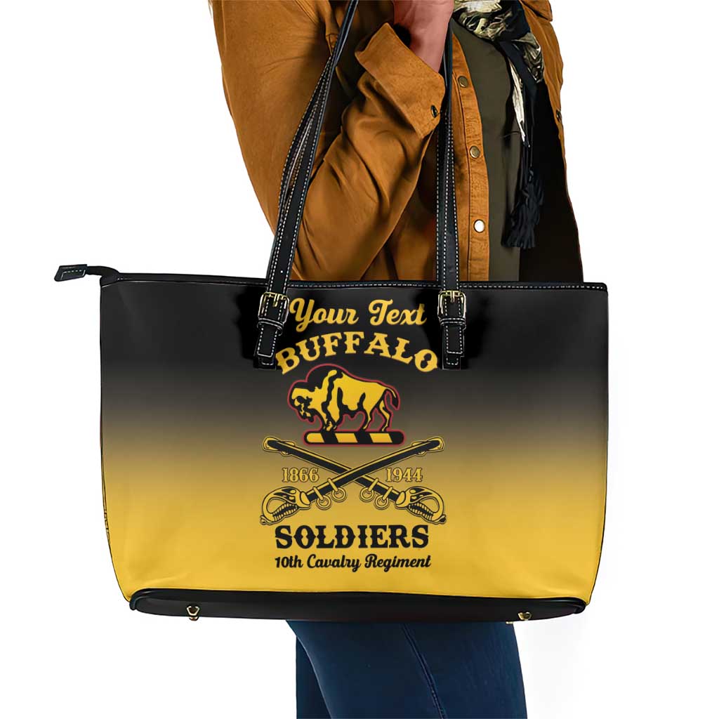 Personalized Afro-Americans Buffalo Soldiers Leather Tote Bag 10th Cavalry Regiment