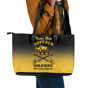 Personalized Afro-Americans Buffalo Soldiers Leather Tote Bag 10th Cavalry Regiment