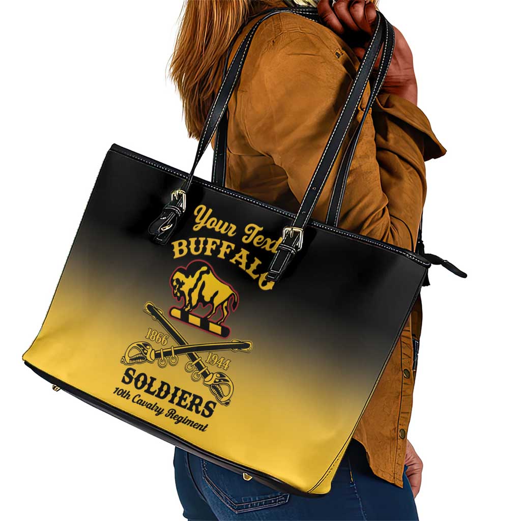 Personalized Afro-Americans Buffalo Soldiers Leather Tote Bag 10th Cavalry Regiment