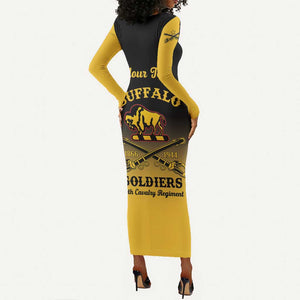 Personalized Afro-Americans Buffalo Soldiers Long Sleeve Bodycon Dress 10th Cavalry Regiment LT15