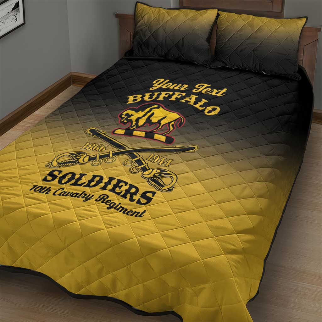 Personalized Afro-Americans Buffalo Soldiers Quilt Bed Set 10th Cavalry Regiment