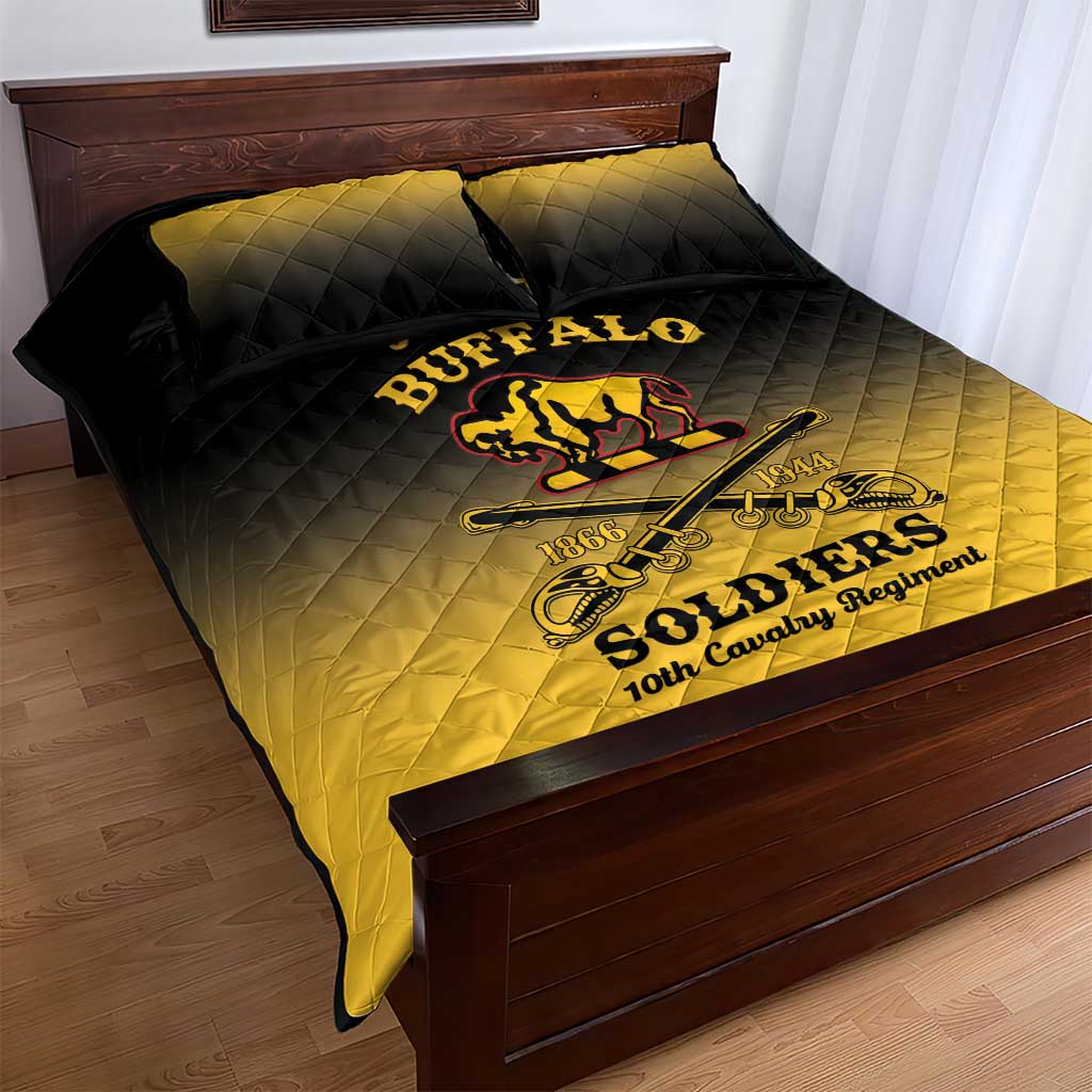 Personalized Afro-Americans Buffalo Soldiers Quilt Bed Set 10th Cavalry Regiment