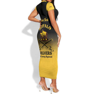 Personalized Afro-Americans Buffalo Soldiers Short Sleeve Bodycon Dress 10th Cavalry Regiment LT15
