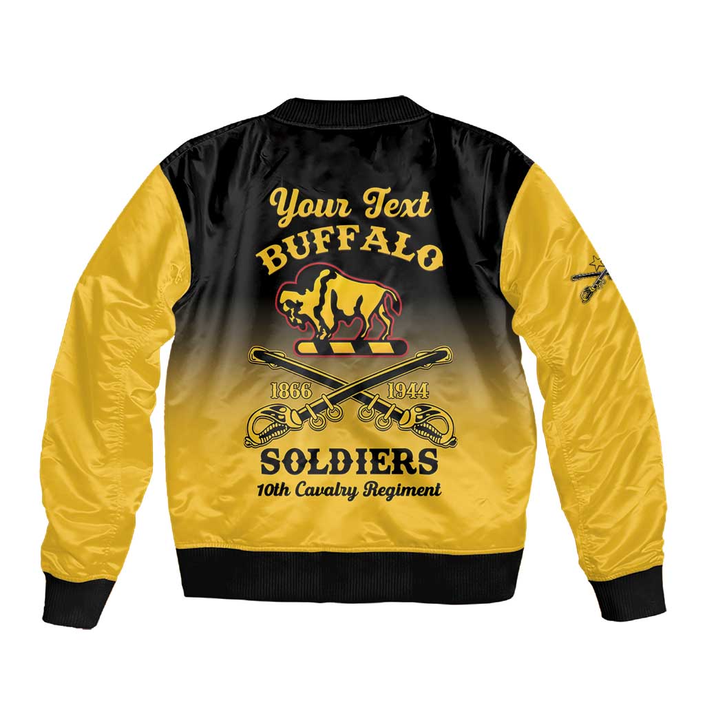Personalized Afro-Americans Buffalo Soldiers Sleeve Zip Bomber Jacket 10th Cavalry Regiment