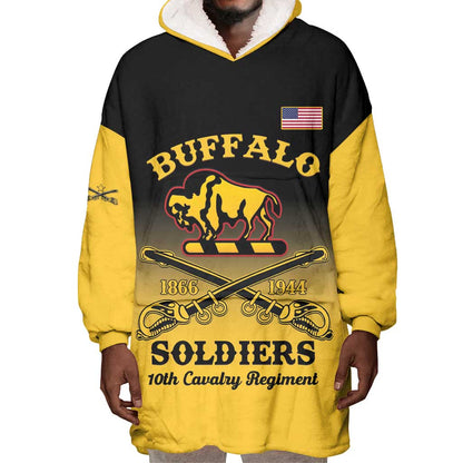 Personalized Afro-Americans Buffalo Soldiers Wearable Blanket Hoodie 10th Cavalry Regiment