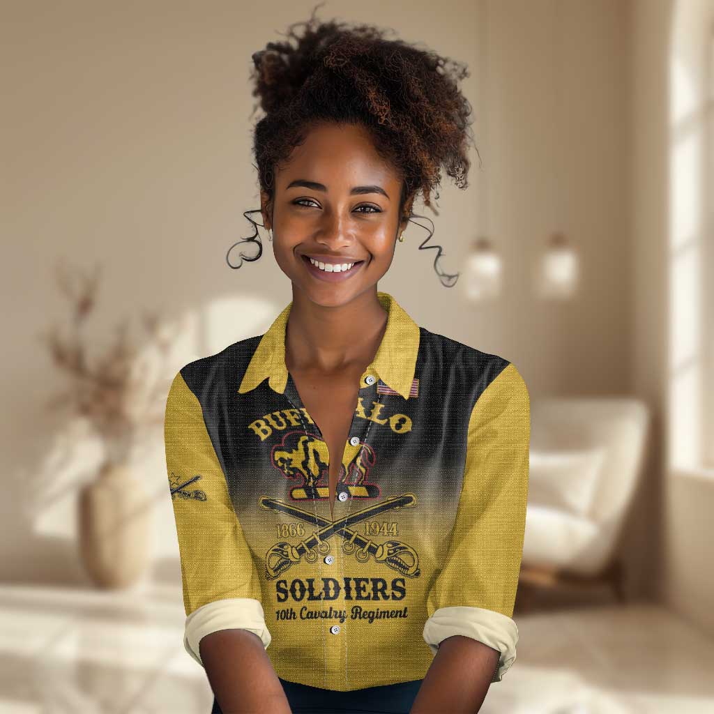 Personalized Afro-Americans Buffalo Soldiers Women Casual Shirt 10th Cavalry Regiment LT15