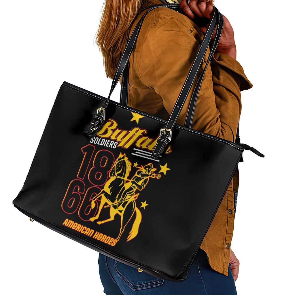 Afro-Americans Buffalo Soldiers Leather Tote Bag 9th and 10th Cavalry Regiment