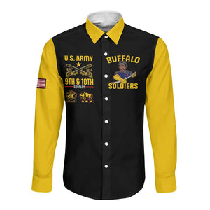 Afro-Americans Buffalo Soldiers Long Sleeve Button Shirt 9th and 10th Cavalry Regiment