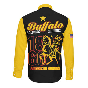 Afro-Americans Buffalo Soldiers Long Sleeve Button Shirt 9th and 10th Cavalry Regiment