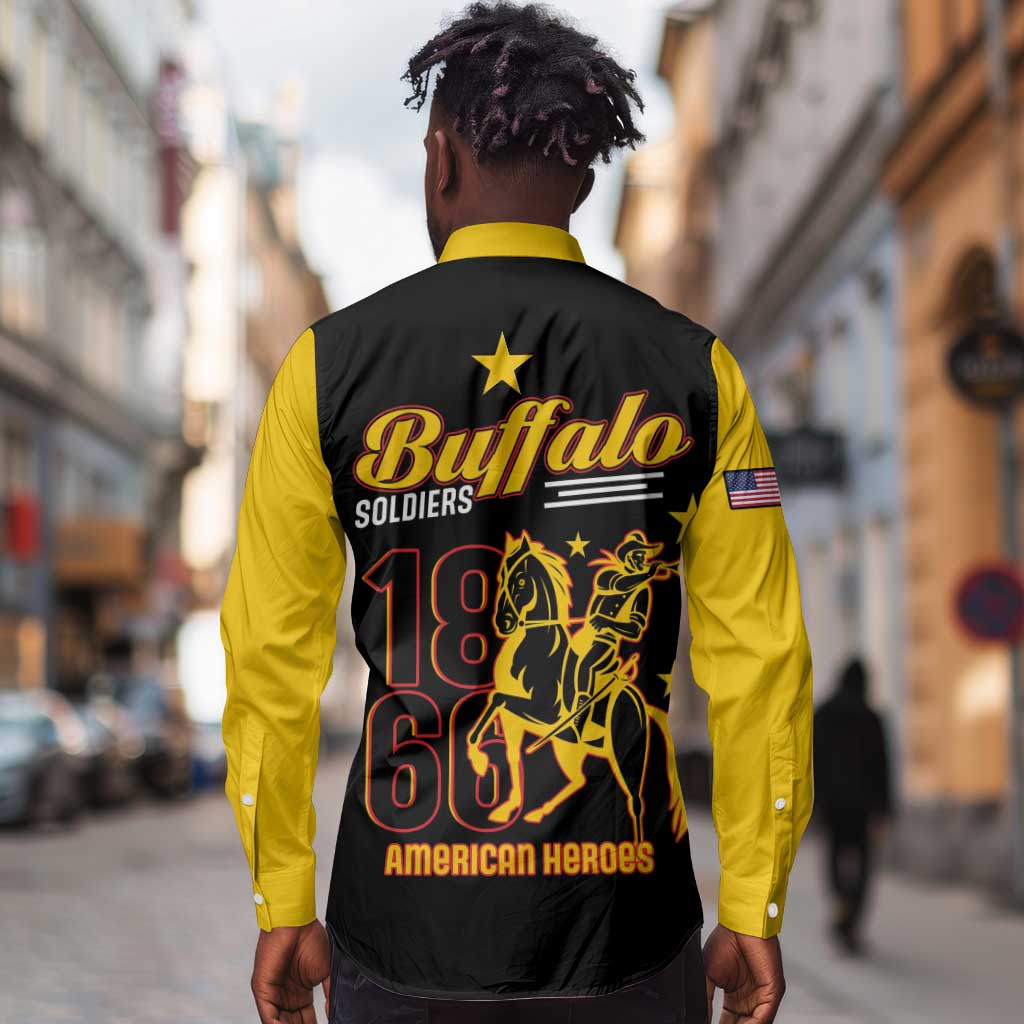 Afro-Americans Buffalo Soldiers Long Sleeve Button Shirt 9th and 10th Cavalry Regiment