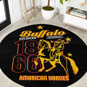 Afro-Americans Buffalo Soldiers Round Carpet 9th and 10th Cavalry Regiment