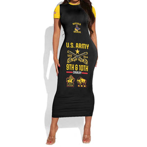 Afro-Americans Buffalo Soldiers Short Sleeve Bodycon Dress 9th and 10th Cavalry Regiment LT15