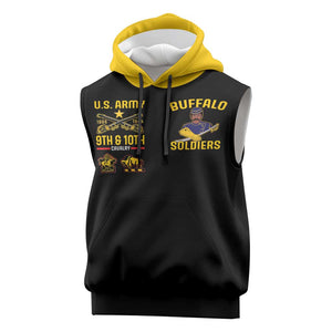 Afro-Americans Buffalo Soldiers Sleeveless Hoodie 9th and 10th Cavalry Regiment - African Pride
