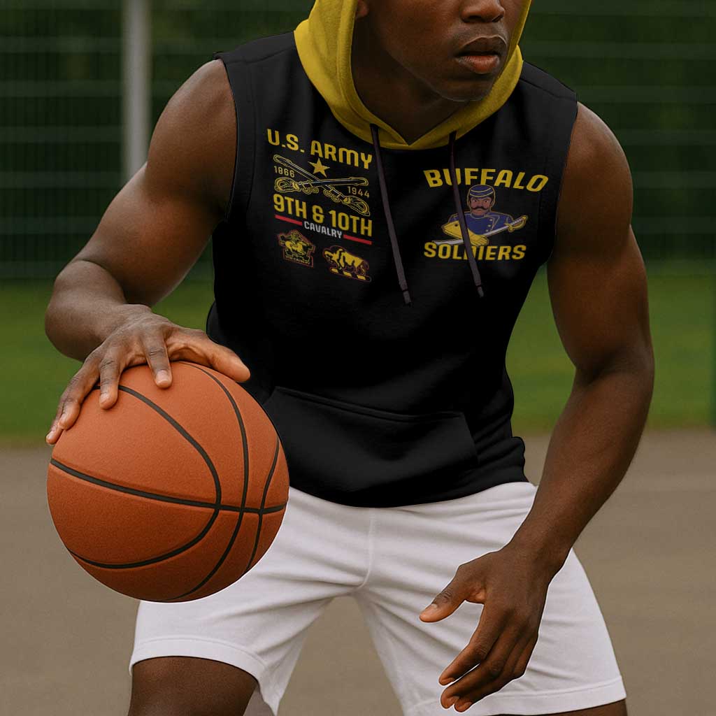 Afro-Americans Buffalo Soldiers Sleeveless Hoodie 9th and 10th Cavalry Regiment - African Pride