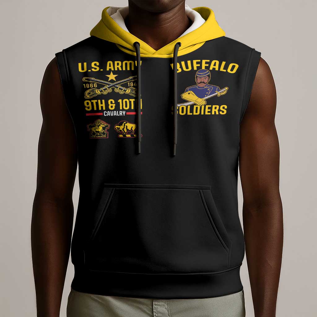 Afro-Americans Buffalo Soldiers Sleeveless Hoodie 9th and 10th Cavalry Regiment - African Pride
