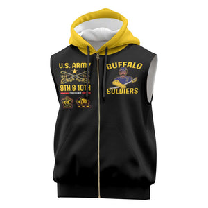Afro-Americans Buffalo Soldiers Sleeveless Zip Hoodie 9th and 10th Cavalry Regiment - African Pride