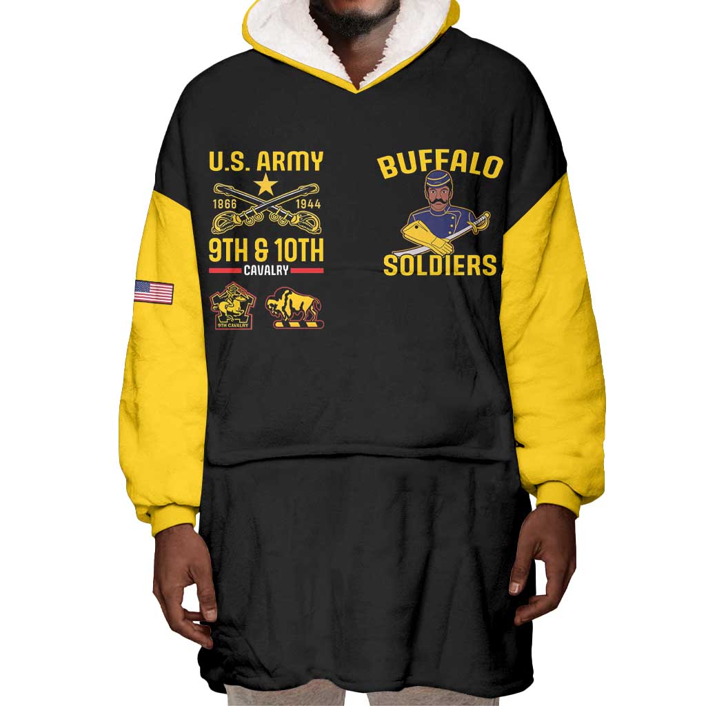 Afro-Americans Buffalo Soldiers Wearable Blanket Hoodie 9th and 10th Cavalry Regiment