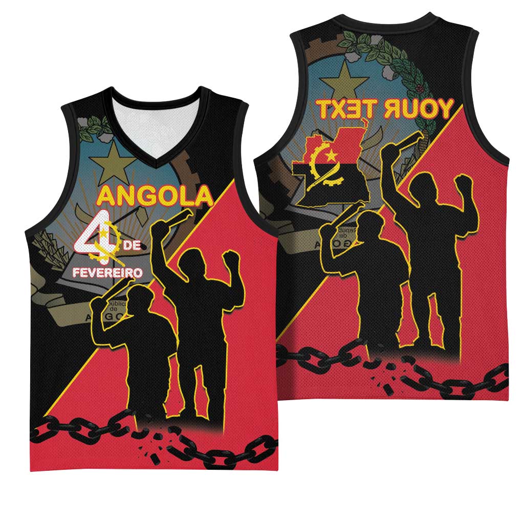 Personalized 4 De Fevereiro Angola Basketball Jersey Coat Of Arms Style - African Pride