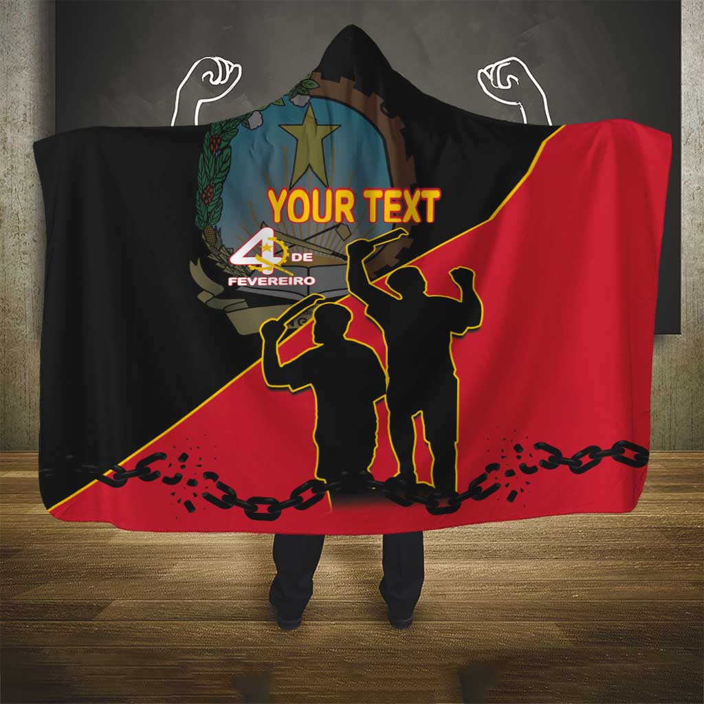 Personalized 4 De Fevereiro Angola Hooded Blanket Coat Of Arms Style