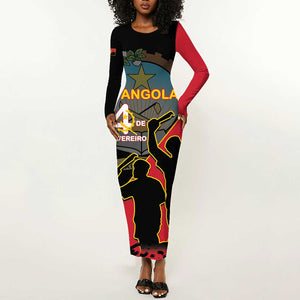 Personalized 4 De Fevereiro Angola Long Sleeve Bodycon Dress Coat Of Arms Style LT15