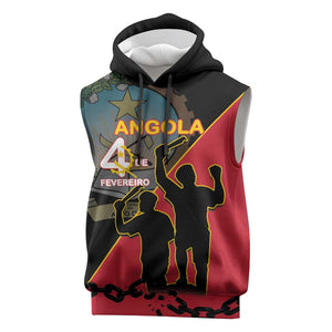 Personalized 4 De Fevereiro Angola Sleeveless Hoodie Coat Of Arms Style - African Pride