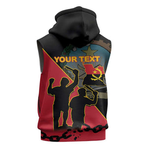 Personalized 4 De Fevereiro Angola Sleeveless Hoodie Coat Of Arms Style - African Pride