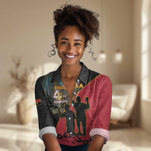 Personalized 4 De Fevereiro Angola Women Casual Shirt Coat Of Arms Style LT15