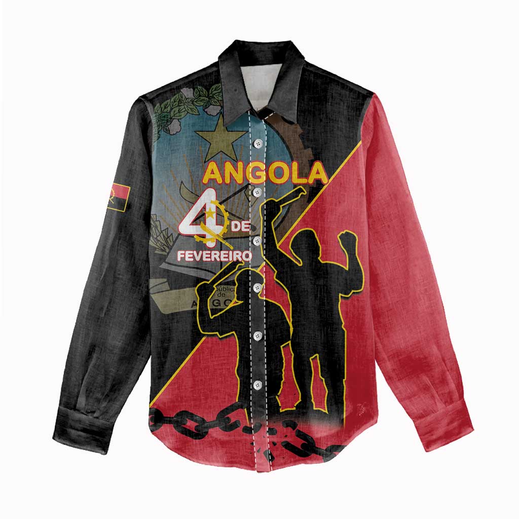 Personalized 4 De Fevereiro Angola Women Casual Shirt Coat Of Arms Style LT15