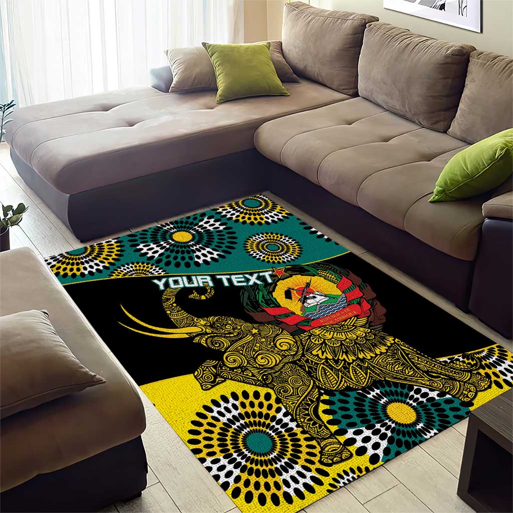 Personalized Mozambique Area Rug African Elephant With Capunala Pattern