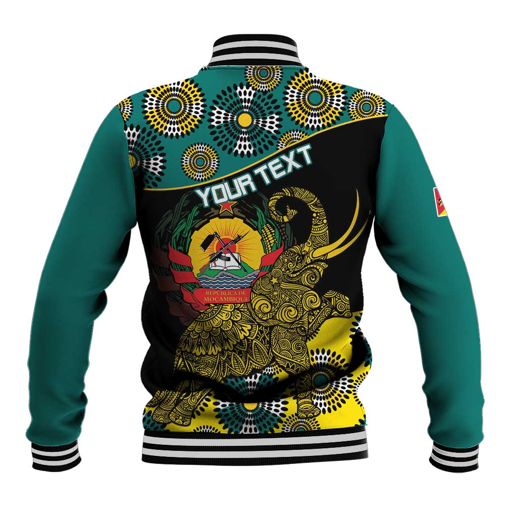 Personalized Mozambique Baseball Jacket African Elephant With Capunala Pattern