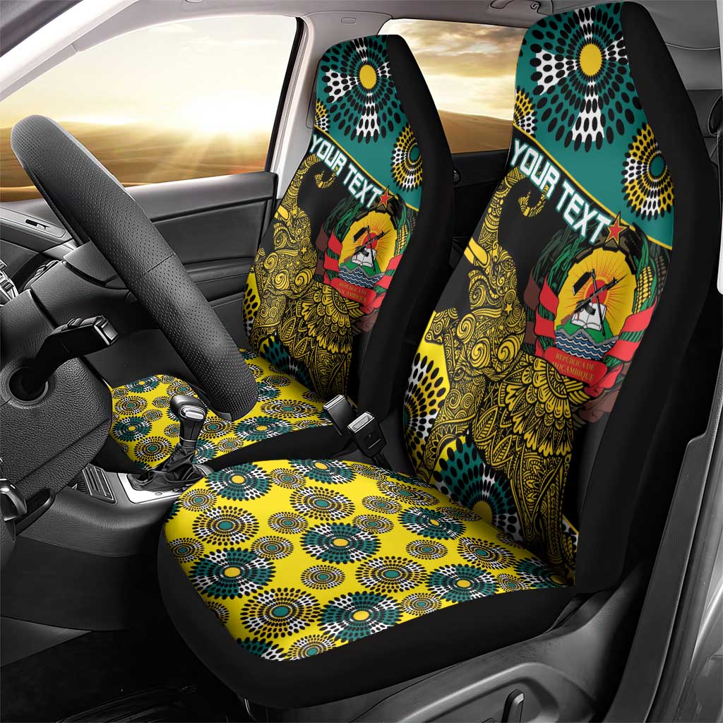 Personalized Mozambique Car Seat Cover African Elephant With Capunala Pattern