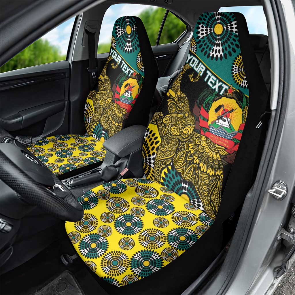 Personalized Mozambique Car Seat Cover African Elephant With Capunala Pattern