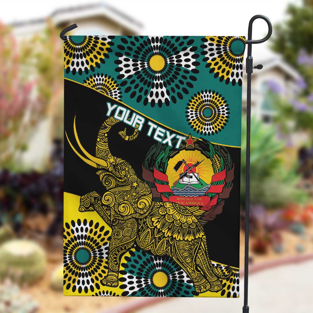Personalized Mozambique Garden Flag African Elephant With Capunala Pattern