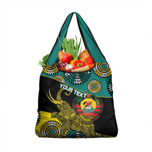 Personalized Mozambique Grocery Bag African Elephant With Capunala Pattern