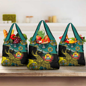 Personalized Mozambique Grocery Bag African Elephant With Capunala Pattern