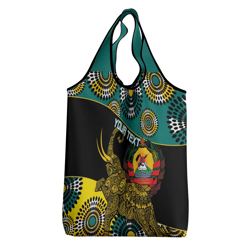 Personalized Mozambique Grocery Bag African Elephant With Capunala Pattern