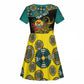 Personalized Mozambique Kid Short Sleeve Dress African Elephant With Capunala Pattern