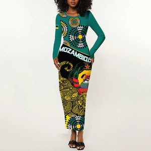 Personalized Mozambique Long Sleeve Bodycon Dress African Elephant With Capunala Pattern LT15