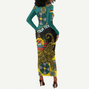 Personalized Mozambique Long Sleeve Bodycon Dress African Elephant With Capunala Pattern LT15