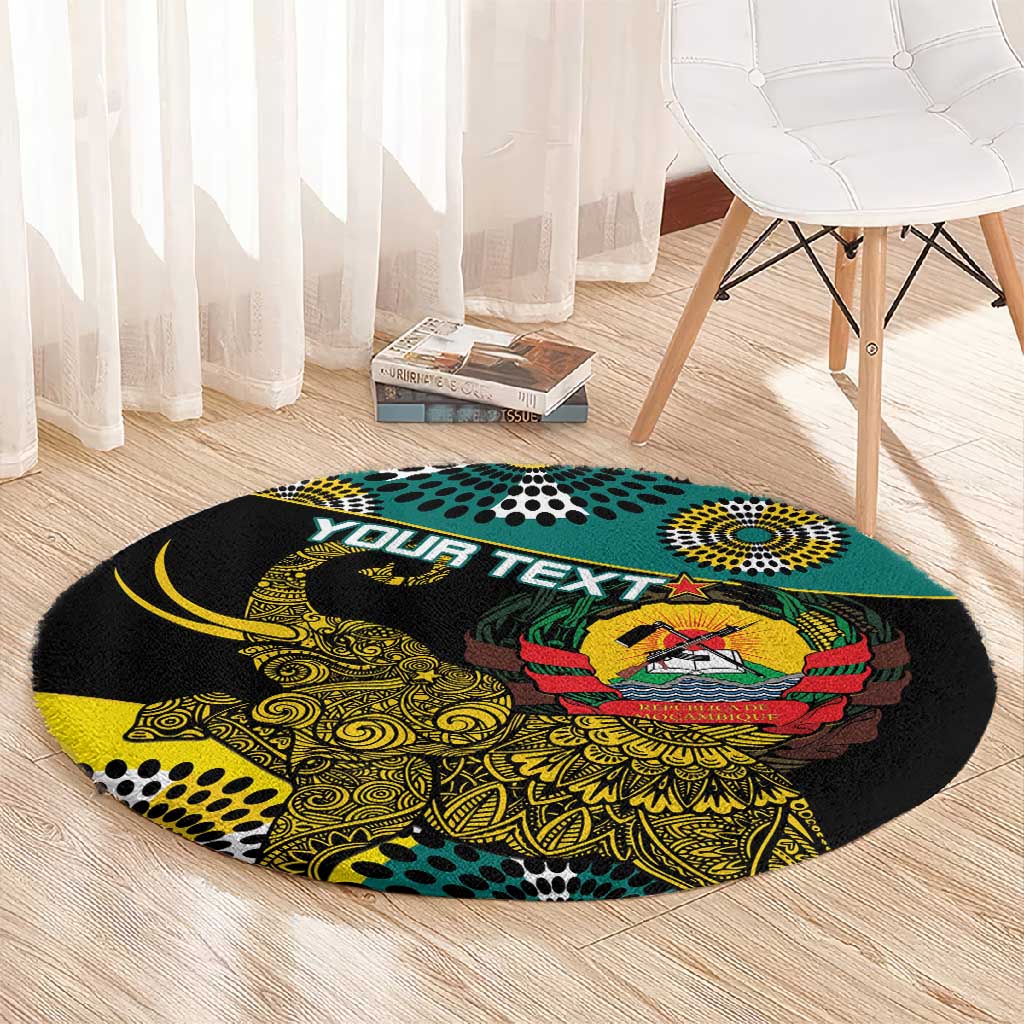 Personalized Mozambique Round Carpet African Elephant With Capunala Pattern