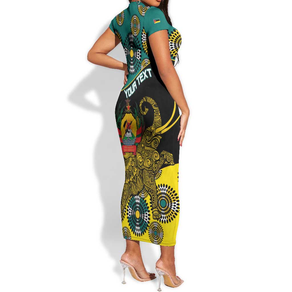 Personalized Mozambique Short Sleeve Bodycon Dress African Elephant With Capunala Pattern LT15