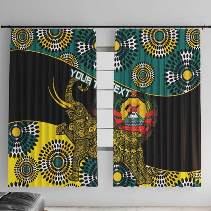 Personalized Mozambique Window Curtain African Elephant With Capunala Pattern