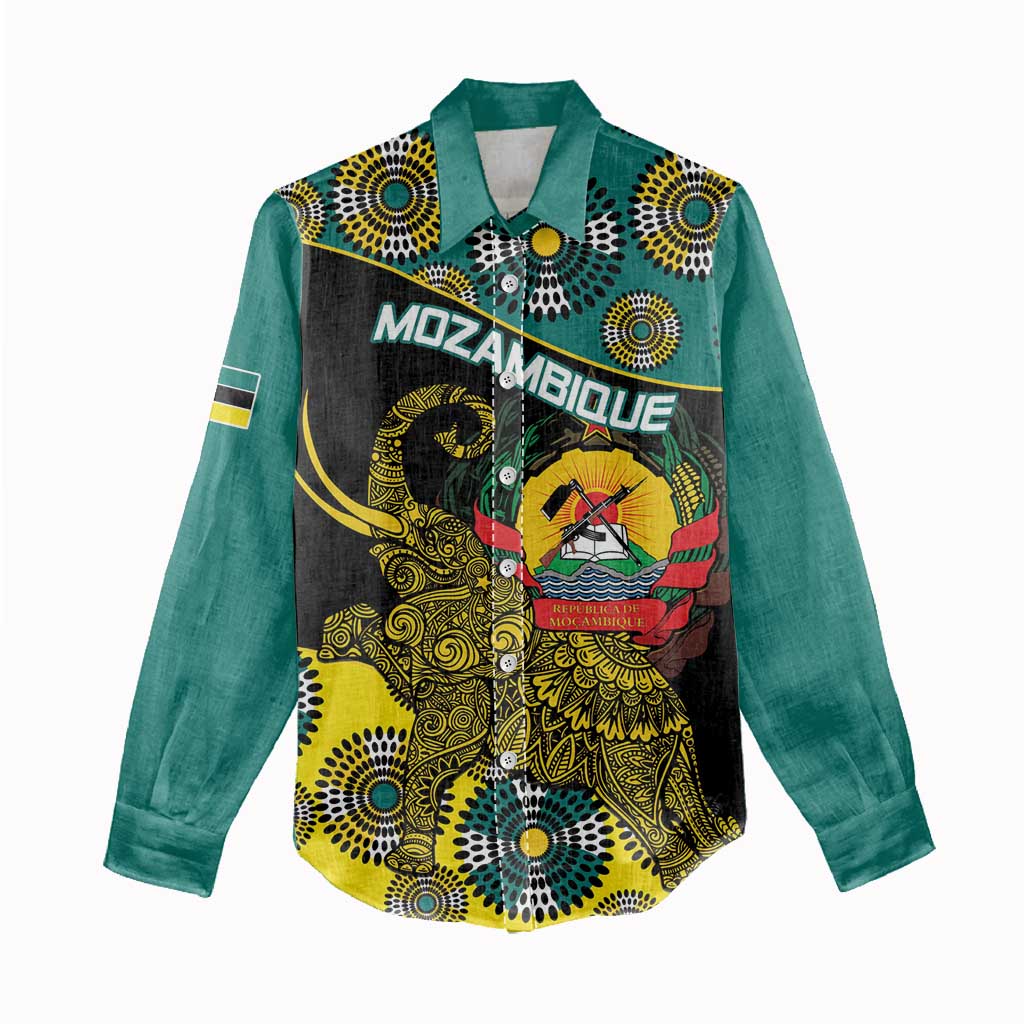 Personalized Mozambique Women Casual Shirt African Elephant With Capunala Pattern LT15