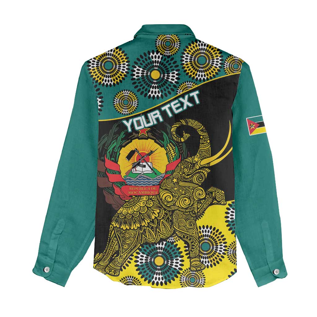 Personalized Mozambique Women Casual Shirt African Elephant With Capunala Pattern LT15
