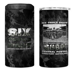 African American Heroes 4 in 1 Can Cooler Tumbler Six Triple Eight - Camo Style