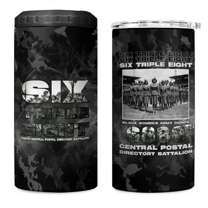 African American Heroes 4 in 1 Can Cooler Tumbler Six Triple Eight - Camo Style