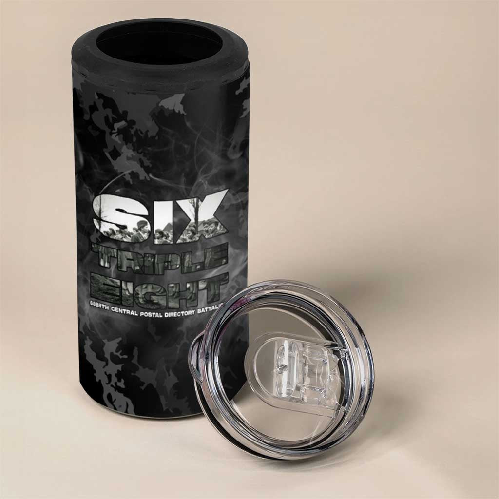 African American Heroes 4 in 1 Can Cooler Tumbler Six Triple Eight - Camo Style